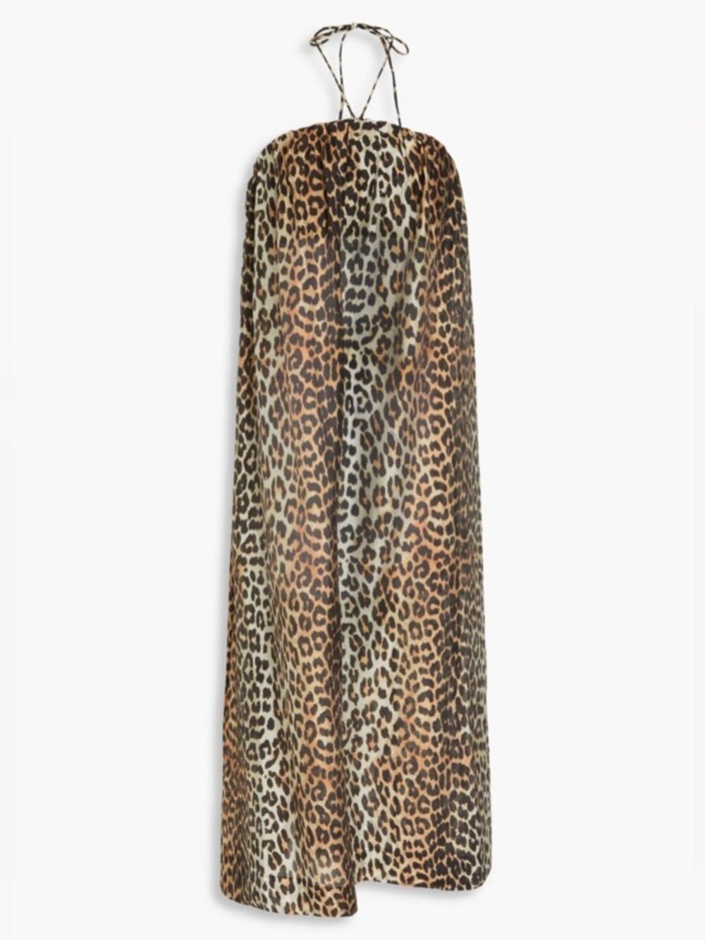 GANNI Leopard Sheer Voile Maxi Strap Dress Size EU40